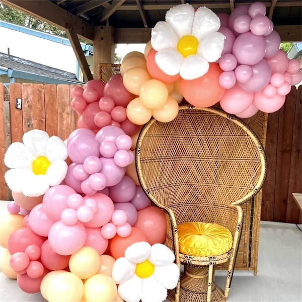 149 kpl Daisy-ilmapalloketjukaarisetti, Pastellinpunainen Violetti Oranssi Mattainen Pölyinen Vaaleanpunainen Boho Groovy Daisy-kukka Lateksi-ilmapalloketju Juhlakoristeluun