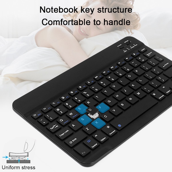 Universal Slim bærbar trådløs Bluetooth 7 farver baggrundsbelyst tastatur med indbygget genopladeligt batteri-10 tommer sort baggrundsbelysning