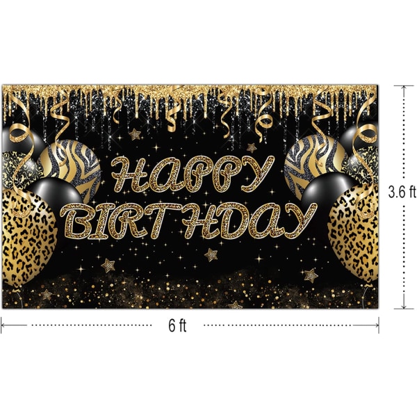 Stor gul leopard födelsedagsbakgrund Stor leopard födelsedagsbanners Cheetah födelsedagsfestdekoration Guld födelsedagsbakgrund 6X3.6 FT