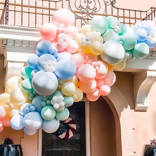 Pastel Ballon Girland Dobbelt Fyldte Balloner Mat Gul og Grøn Ballonbue Sæt til Enhjørning Prinsesse Cocomelon Temafest Dekoration