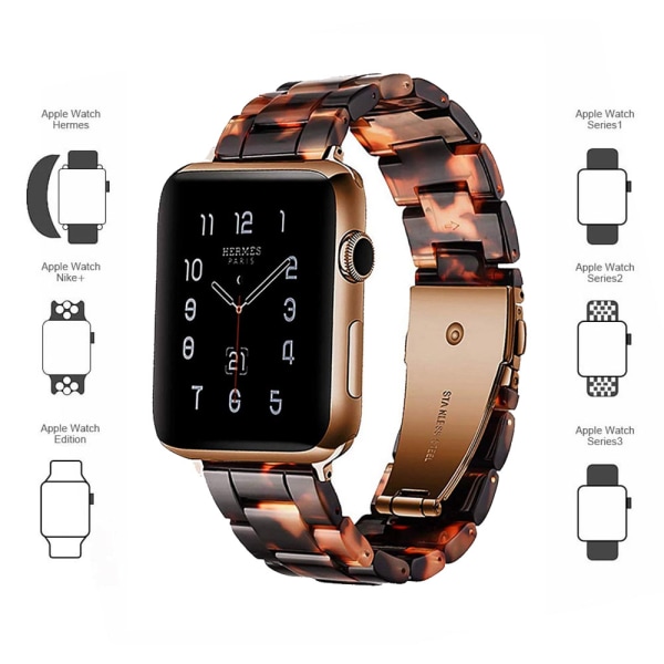 Kompatibel med Apple Watch-armband 38-40mm/42-44mm Serie 5/4/3/2/1, Smalt hartsarmband -42-44mm-sköldpaddsskal