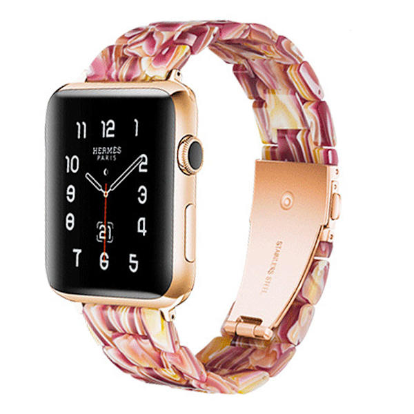 Kompatibel med Apple Watch-armband 38-40mm/42-44mm Serie 5/4/3/2/1, Smalt hartsarmband -38-40mm-Face röd