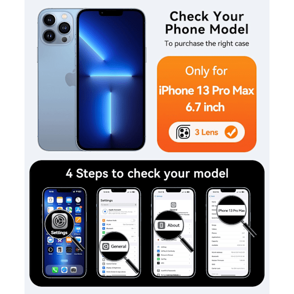 Magnetisk etui til iPhone 16 Pro Max med fuld kamerabeskyttelse [Kompatibel med Magsafe] [Gennemskinnelig mat] Beskyttende telefonetui, mat sort Deep Blue iPhone 13 Pro Max