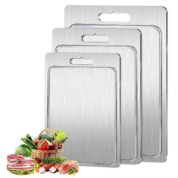 Dubbelsidig skärbräda i titan, silver, kraftig
