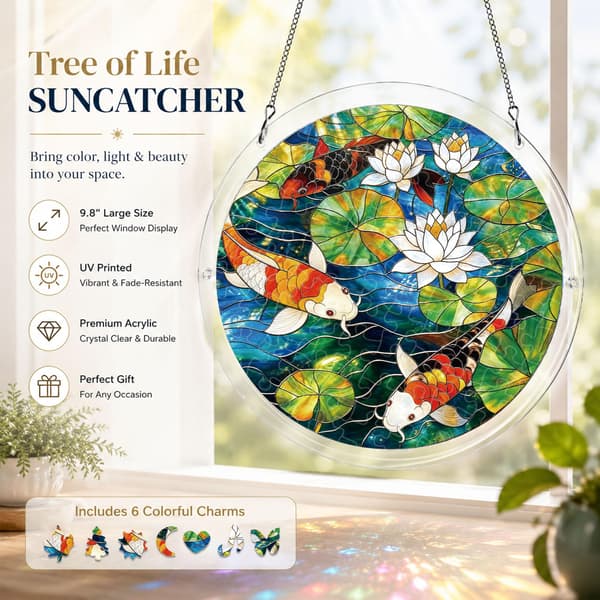 Koi Pond Akryl Puslespill Solfanger, 83 Deler DIY Vindu Dekor