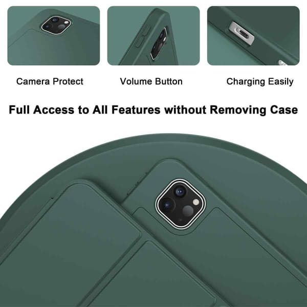 New iPad Pro 11-inch Case 2022 (4th Gen)/2021 (3rd Gen)/2020 (2nd Gen) with Pencil Holder, Smart iPad Case [Support Touch ID