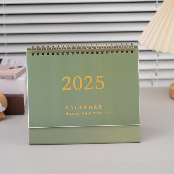 Skrivbords kalender 2024-2025, liten stående flip skrivbords kalender spiral mini kalender månadskalender akademiskt år kalendrar för hem kontor skola green