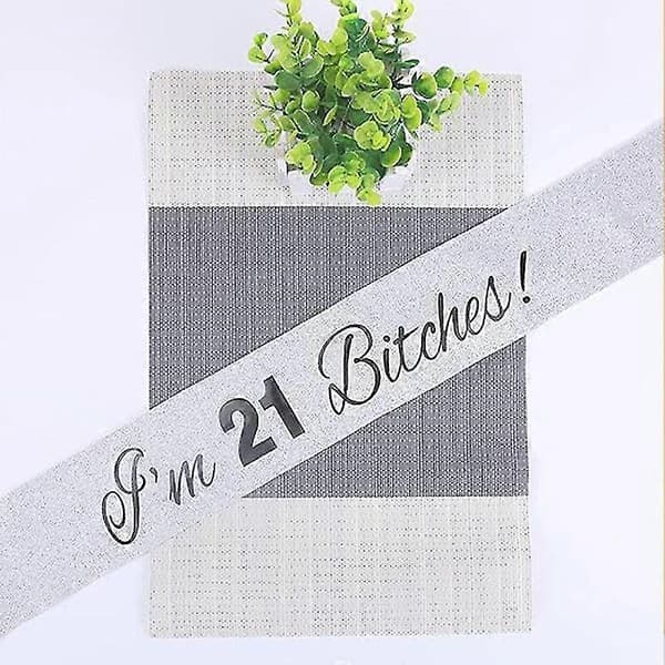21-årsdag Diadem og Skjerf Sett 'I'm 21 Bitches' Skjerf Krystallkrone Bursdagsgave