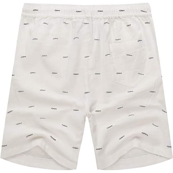 Herrshorts i linne med elastisk midja och dragsko, avslappnade sommarshorts för stranden