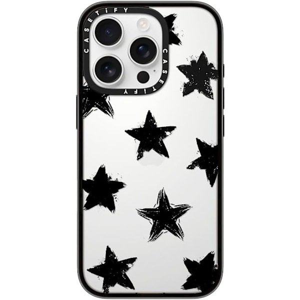 Kompakt iPhone 16 Pro Max Deksel [Lettvekt / 1,2 m 2X Militær Grad Fallbeskyttelse/Slank] - Kirsebær - Klar Svart Star Marks iPhone 16 Pro