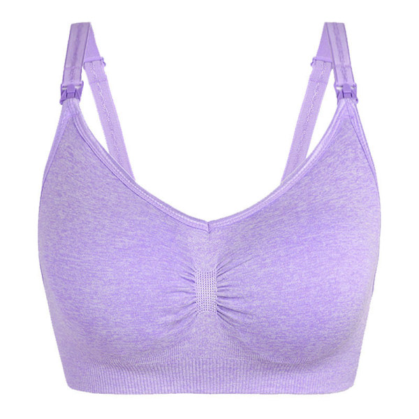 Maternity Front Open Buckle Plus Size Nursing Bra - Purple M