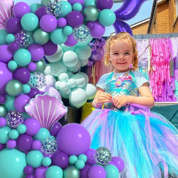 Sjöjungfru ballongbåge kit sjöjungfru festdekorationer sjöjungfru svans ballonger sjöjungfru under havet ballonger för festtillbehör