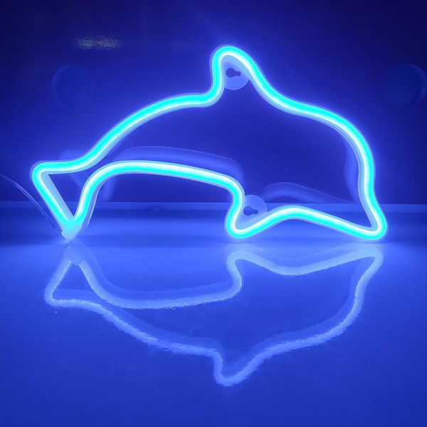 Delfin Neon Skilte, LED Lys Bord Dekoration, Piger Soveværelse Væg Dekor, Børnefødselsdag Gave, Bryllupsfest Tilbehør Forretningsgaver Neon Skilte (blå)
