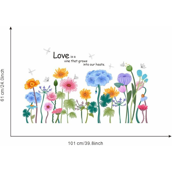 Vackra blommiga väggdekaler för heminredning, enkla att applicera väggdekaler med blommor för barnrum, vardagsrum, sovrum, väggdekorationer