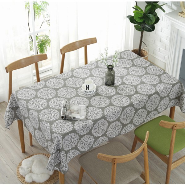 Retro Grå Dug - Rektangulær Dug i Bomuld og Linned - Velegnet til Indendørs og Udendørs (Grå, 90×90cm)