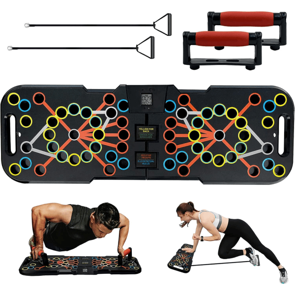 41 in 1 Push Up Bodybuilding Push Up Board with Handle Smart Meter＆Foldable Resistance Band Board and Fitness Machine System Muscle Workout Equipment