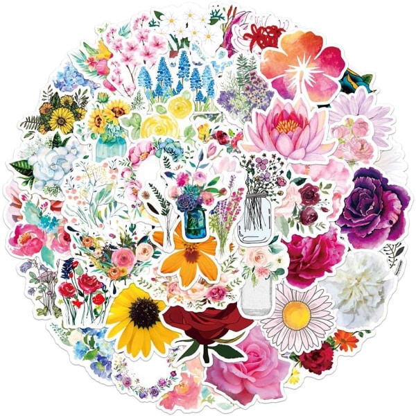 100 stk. blomsterklistermærker til vandflasker, søde, vinyl, æstetiske, trendy, vandtætte klistermærker og dekaler til Hydroflask Laptop Scrapbooking Telefon