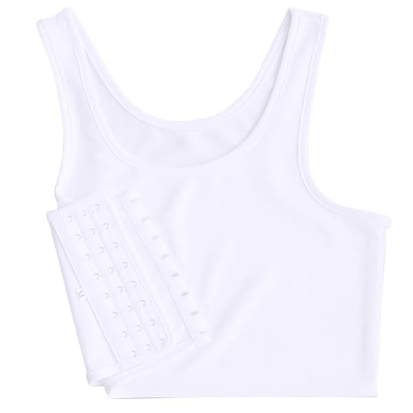 Mote Kompresjonsbrystbinder Kvinner Ermeløs Vest Solid Kort Tank Topper Hvit White XL