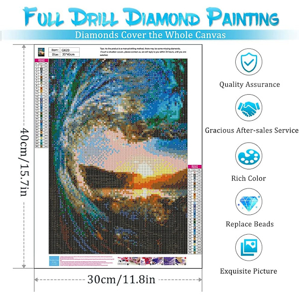 6-pack 5D diamantmålningssatser Full Drill Diamond Paintings Kit Hantverk för vuxna barn nybörjare, DIY Beach Diamond Painting Packs Gem Art  11.8x15.7in