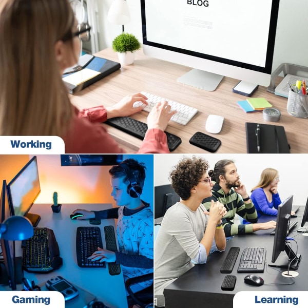 Keyboard- og Mus-Håndledsstøtte Sæt, Ergonomisk Håndledsstøttepude til Kontor Hjem Skole Skrivebord Computer Laptop Notebook, Anti-Slip, Smertelindring (Sort)
