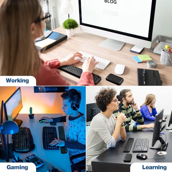 Tangentbord och mus handledsstöd set, ergonomiskt handledsstöd för kontor hem skola skrivbord dator bärbar dator, halkfri, smärtlindring (svart)