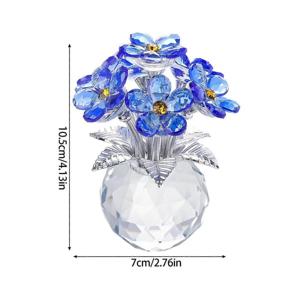 Elegant Forglemmigej Glas Blomsterpynt Ikke Blomsterskulptur Håndskåret Perfekt til Stue Skrivebordsdekoration Blå