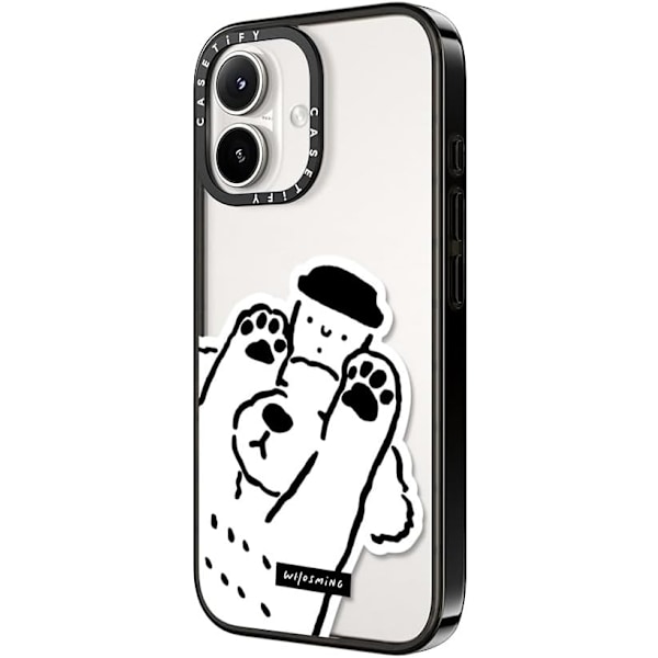 Kompakt iPhone 16 Pro Max Deksel [Lettvekt / 1,2 m 2X Militær Grad Fallbeskyttelse/Slank] - Kirsebær - Klar Svart Dog Loves Coffee iPhone 16