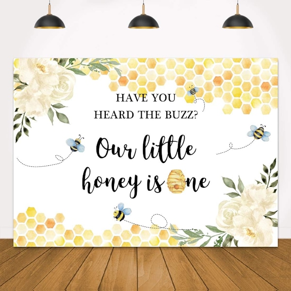 Bi baggrund 1. fødselsdag gul honningkage blomst lille honning baggrund bi tema fest baby fødselsdag dekorationer forsyninger blomster banner 7x5ft