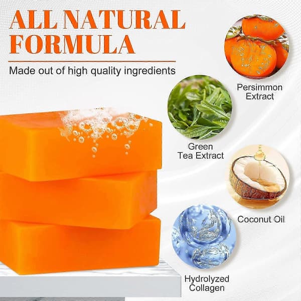 Persimmon Soap 3-Pack for Body Odor, Natural Deodorizing and Moisturizing Organic Cleanser