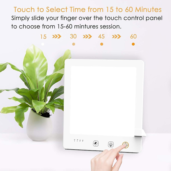 10000 Lux Light Therapy Lamp, Timer, Touch Control, Memory Function, Compact Size for Home or Office