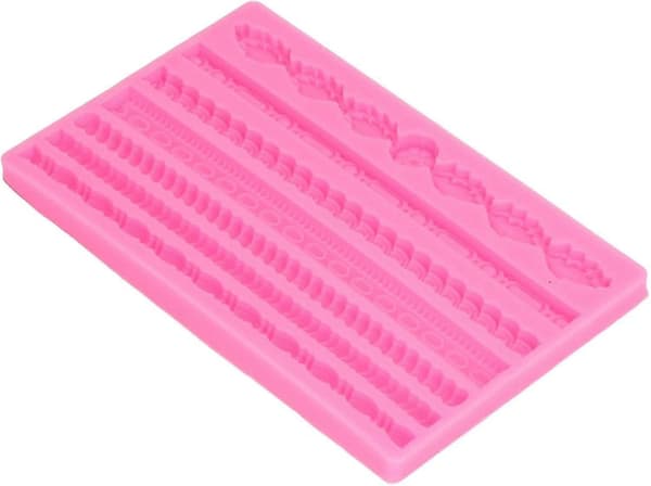 25-26 3D Pärlstickad Rep Fondant Silikonform för Kakor Geléer Bröd Desserter