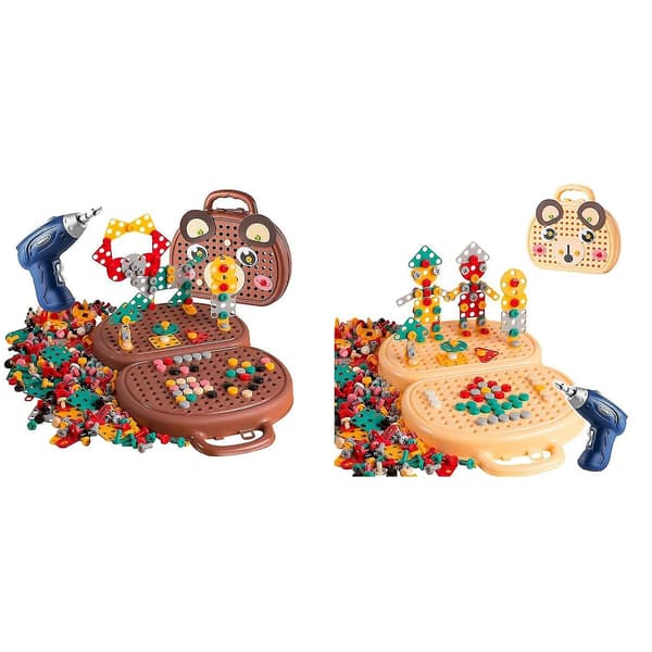 Educational Tool Toy with Drill Kids Gift Wooden Tool Set Building Block