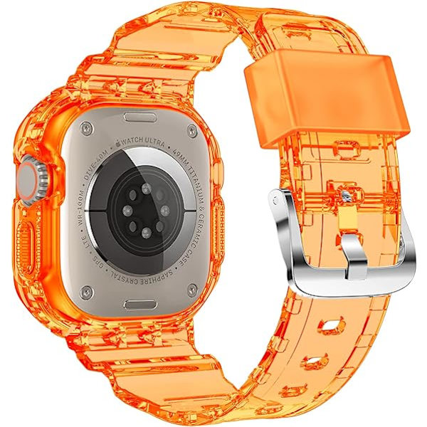 Yhteensopiva Crystal Clear Apple Watch -rannekkeille, 45 mm 44 mm 42 mm, puskurin kanssa miehille ja naisille, Jelly Sport -kotelo ja -ranneke