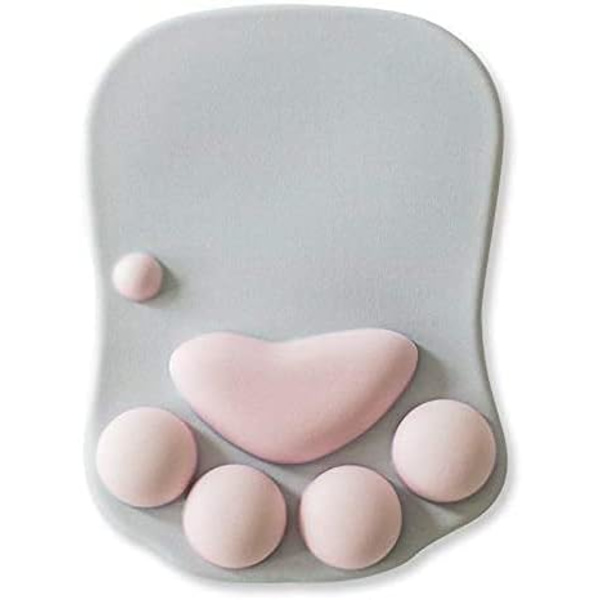 Musmatta med katt tass med handledsstöd, tecknad söt katt tass mjuk silikon vilar handledskudde mode vila komfort mus pats (27,3 cm * 20 cm)