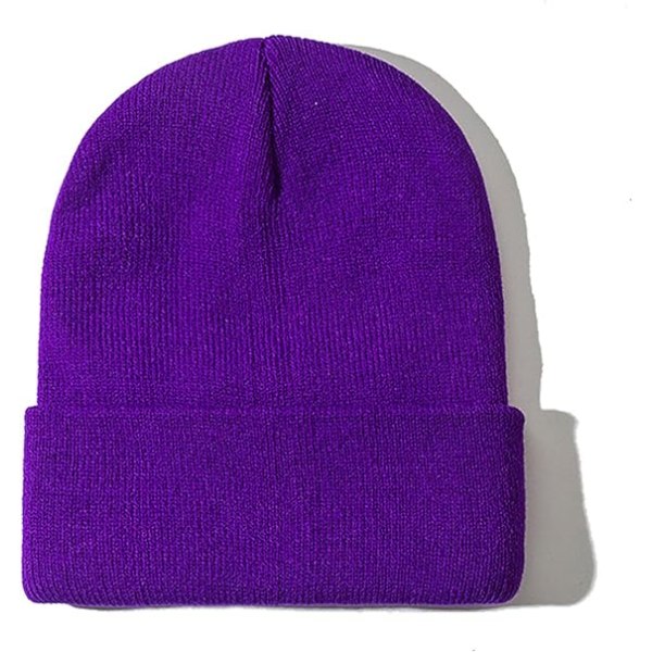 2 Packs Unisex Beanie Hats for Men and Women Knit Winter Beanies（Dark Purple）