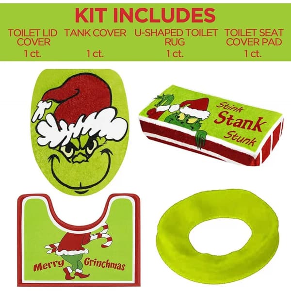 4-pakning Grønn Grinch-deksel til jul