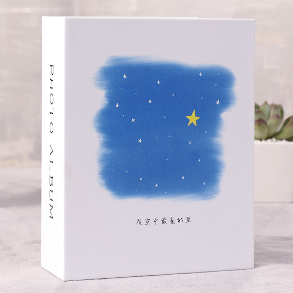 Fotoalbum til små børn, fotoalbum til 100 fotos, farverigt og sødt look, stjernehimmel