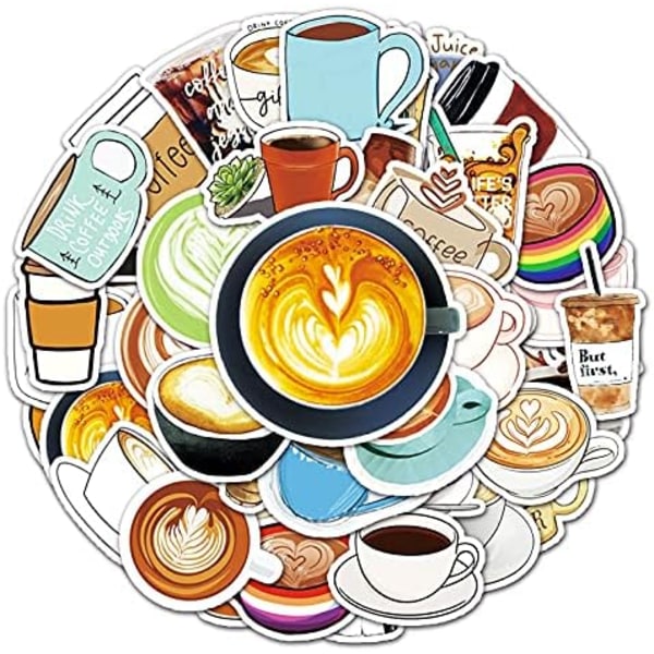 Kaffe klistermærker sjove og søde retro klistermærker 50 egnet til computer kufferter, notesbøger, mobiltelefoner, scrapbøger, kedler og cykler klistermærker.
