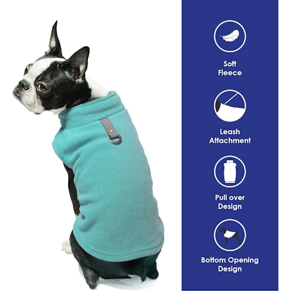 Varm pullover fleece hundjacka med O-ring koppel - Vinter små hundtröja kappa - Kallt väder hundkläder-Grön M