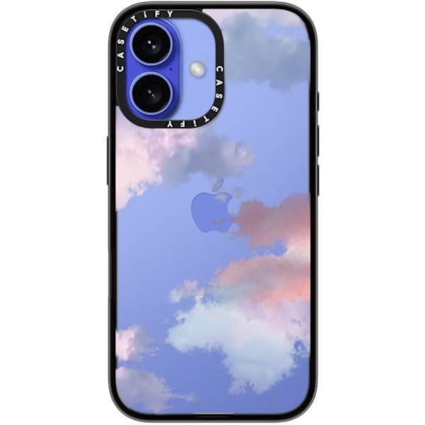 Kompakt iPhone 16 Pro Max Deksel [Lettvekt / 1,2 m 2X Militær Grad Fallbeskyttelse/Slank] - Kirsebær - Klar Svart Clouds iPhone 16