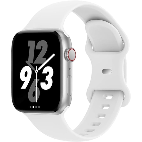 Apple Watch 38 mm, 40 mm, 41 mm:n yhteensopivat rannekkeet, pehmeät silikonista valmistetut urheilulliset vaihtohihnat naisille ja miehille (valkoinen)