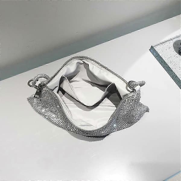 Hobo Väskor Underarmsväska Chic Clutchväskor Modern Kedjeväska Dragkedja Handväska Silver