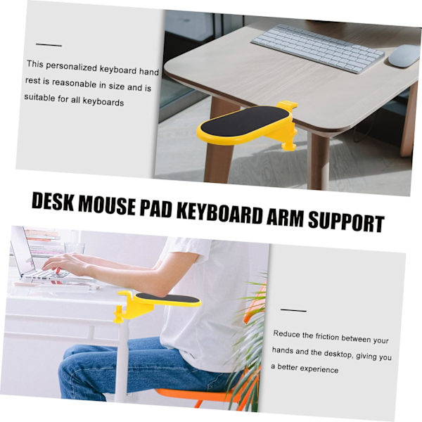 1 st Armstöd Fäste Roterande Stativ Laptop handledsstöd handledsstöd Justerbar Klämma Roterande Tangentbord handledsstöd Stödplatta Tangentbordsplatta Gul