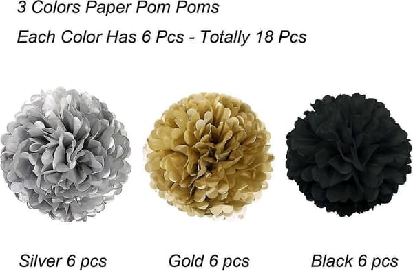 Pompom-koristeet, silkkipaperipompomit, paperikukkapallo