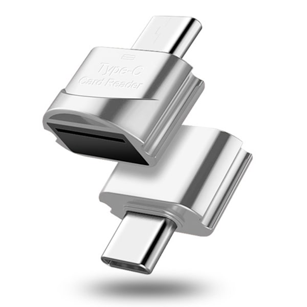Typ-C bärbar kortläsare - Silver. Kortläsare adapter kompatibel med Macbook och Typ-C gränssnitt smartphones