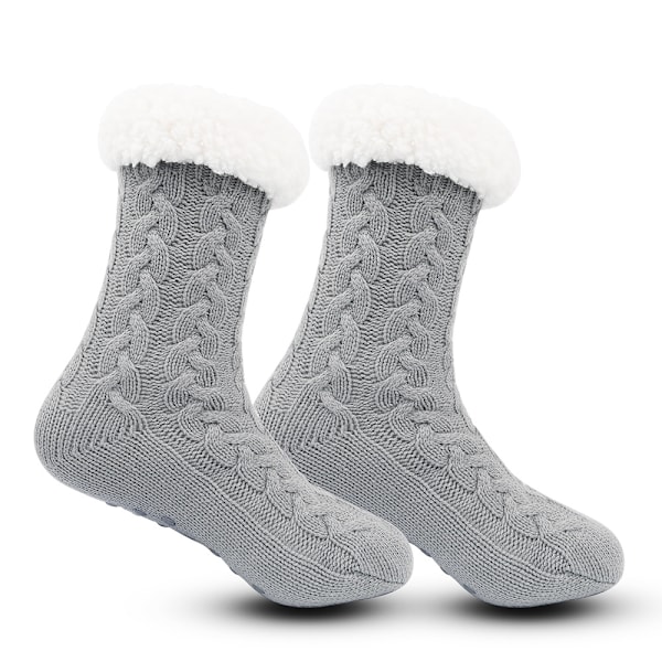 Herre Fuzzy Slipper Sokker Vinter Koselig Fluffy Hytte Varm Myk Fleece Fôr Tykk Komfortabel Strikket Sklisikker Jul Hjemmesokker ljusgrå