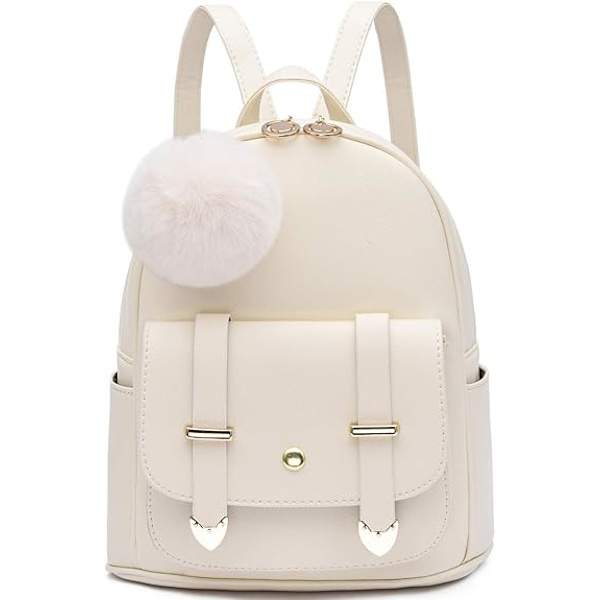 Flickor Fashion Ryggsäck Mini Ryggsäck Handväska för Kvinnor Tonårsflickor Handväskor PU Läder Pompom Ryggsäck Axelväska