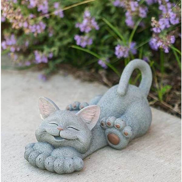 Lunefull grå katt hengende figurer søte samleobjekter - Happ