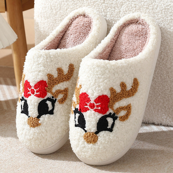 RUYI Jule-Tøfler til Kvinder og Mænd - Plys Tøfler, Vintertøfler Varme og Fluffy, Skridsikre Letvægts Bløde Tøfler, Julegaver Fox 36-37 (suitable for size 35-36)