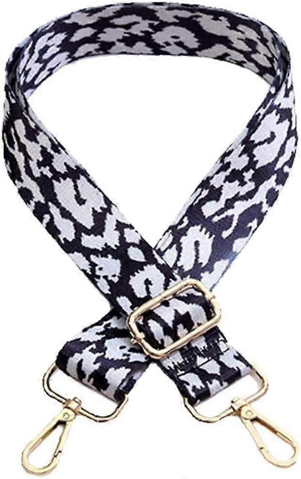 1 st breda handväskremmar ersättningsaxelrem leopardstil nylon crossbody rem rosaröd grey